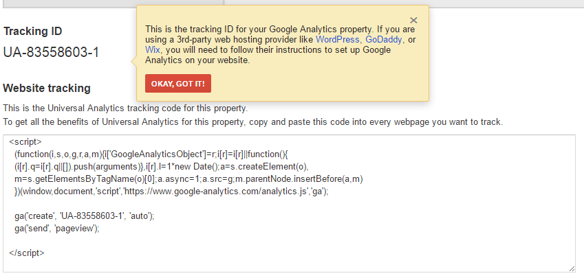 Getting Google Analytics Tracking ID
