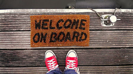 Picture of Welcome Mat saying Welcome Aboard